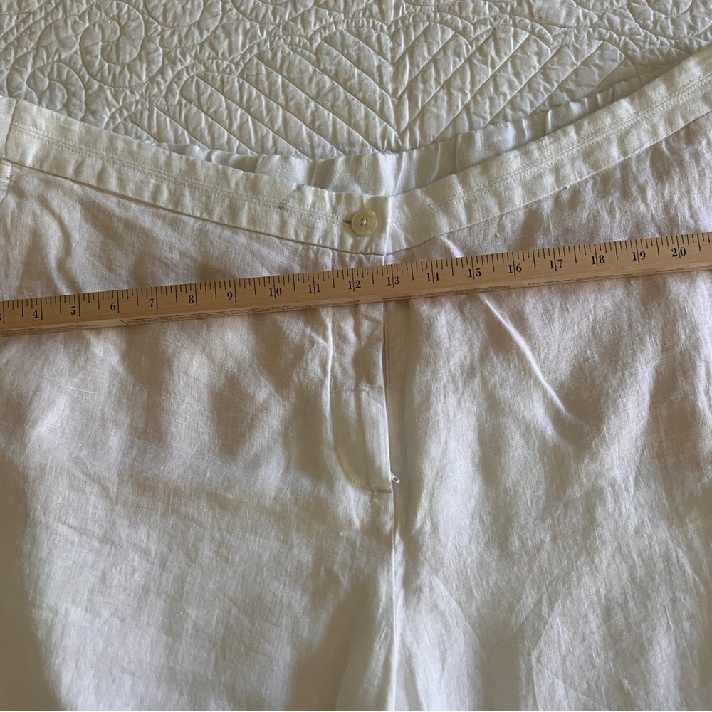 J. Jill Cream Cropped Linen-Blend Pants